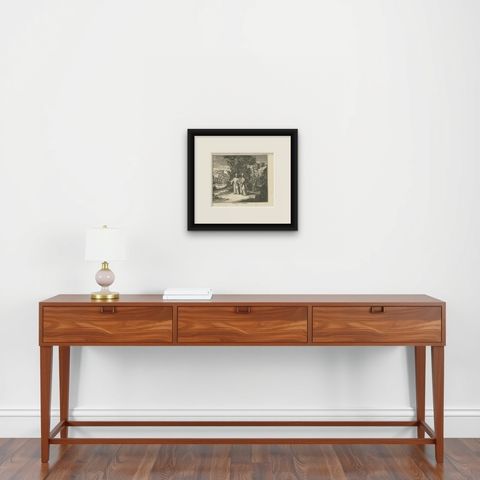 Original Antique Costume Print of Tonkin People from Vietnam in Asia, 1730, shown framed on a wall