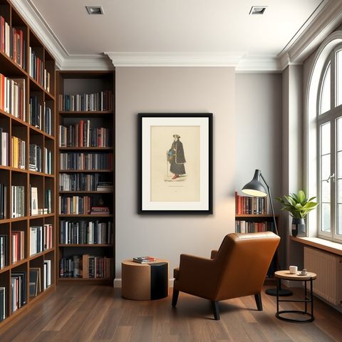 Civilian Costume at the End of the 15th Century, 1847, shown framed in a room