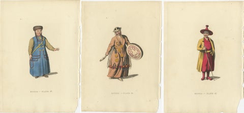 Traditional Mongolian Attire in Alexander's Russian Ethnographic Engraving, 1814, view 2