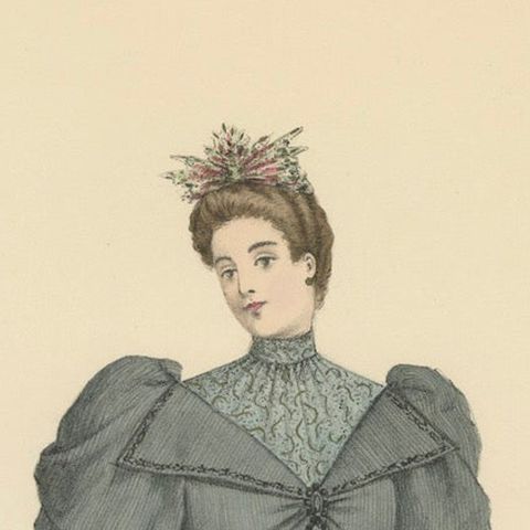 Timeless Elegance: Victorian Fashion Litho by Michau from the Expo Universelle, close-up 5
