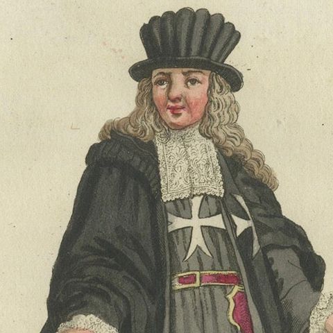 Grand Master of the Maltese Order: 1791 Colored Engraving in Ceremonial Robes, close-up 4