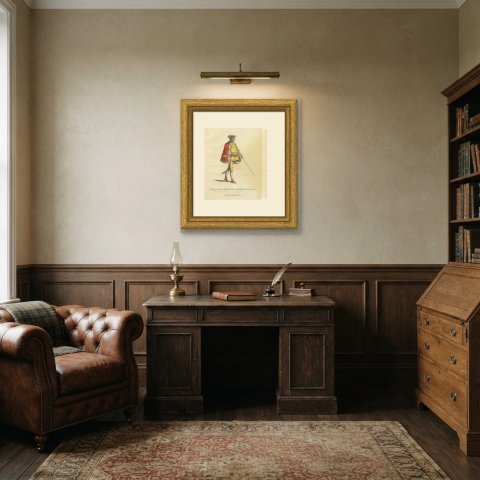 Colonel of the Pandours and Master of the Watch in 1742, Jefferys Plate, 1757, shown framed in a room