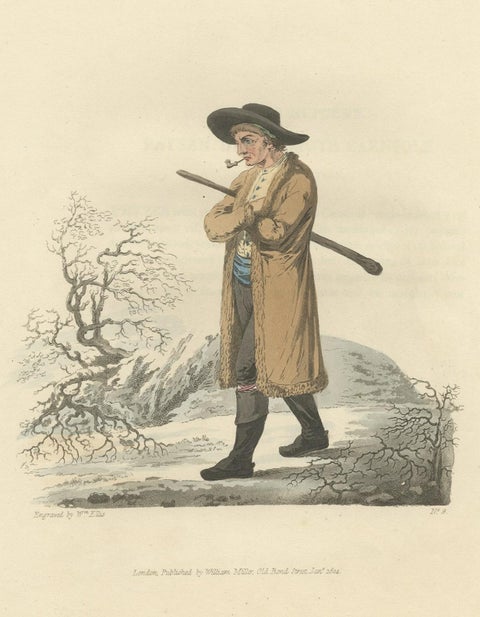 Old Antique Print of a Peasant of Upper Carniola, Slovenia, Eastern Europe, 1804, view 3