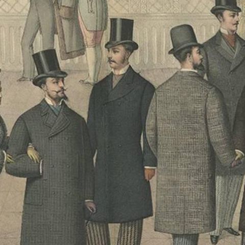 Antique Print of Men and Women's Fashion ii, circa 1900, close-up 2
