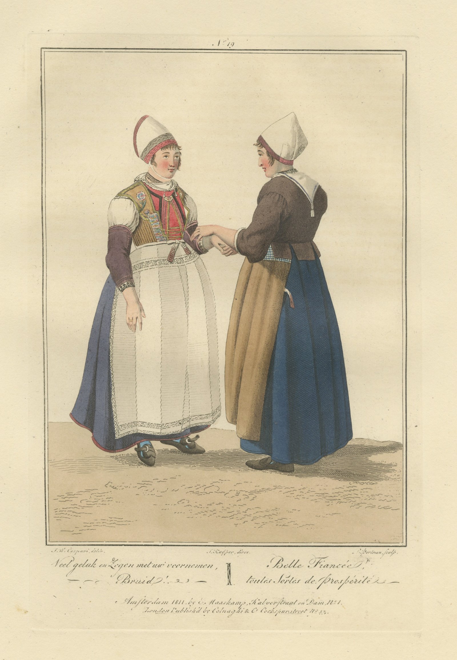 Congratulating the Bride, Dutch Costume Print, Maaskamp, 1811