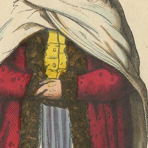 Antique Costume Print of a Tartar Woman from Tomsk by Wahlen, 1843, close-up 1