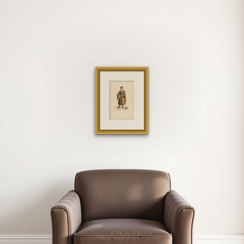 Louis IX: A Portrayal of French Royalty in Medieval Attire, Published in 1847, shown framed on a wall