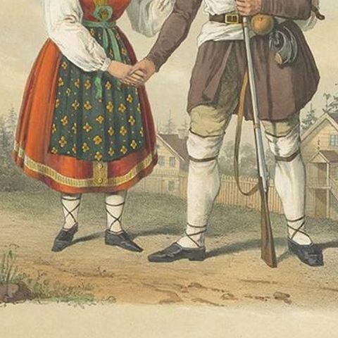 Antique Costume Print of People from Vologda (c.1860), close-up 2