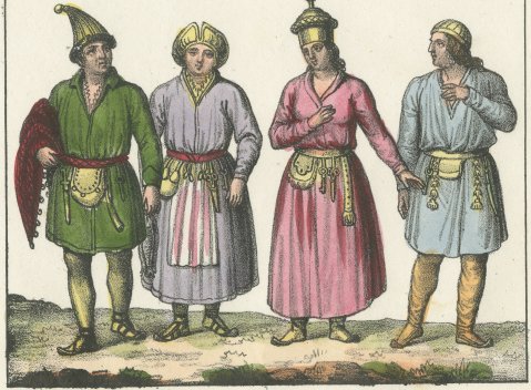 Lapp Fishermen by the Fire and a Group of Lapp Fishermen, Lapland, 1842, close-up 2