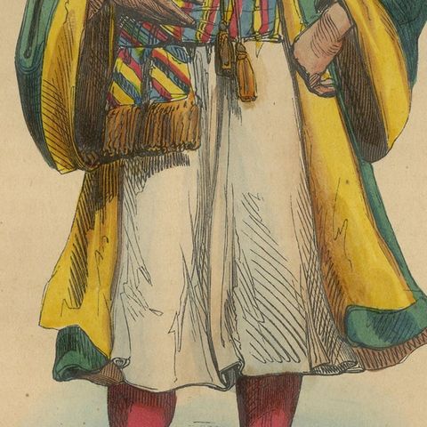 1844 Lithograph of a Bukharan Uzbek: Traditional Attire and Craft, close-up 5
