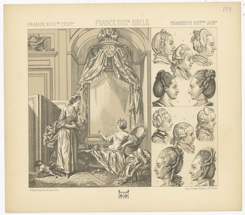Pl 114 Antique Print of French 18th Century Costumes by Racinet, 'circa 1880', view 2