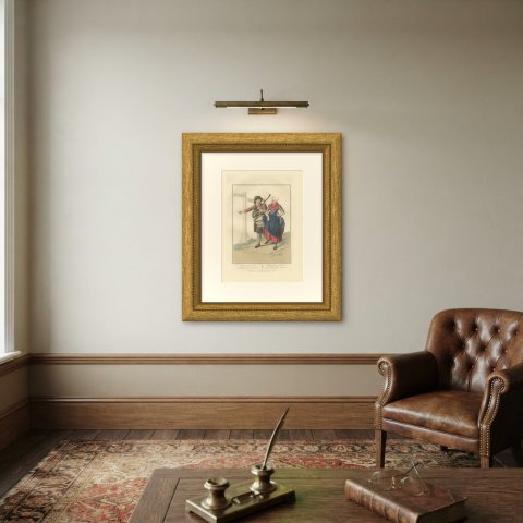 On the Road to Den Bosch, Brabant Costume Print, Maaskamp, 1811, shown framed on a wall