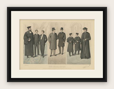 Antique Print of Fashion in February 1899 by Klemm & Weiss, circa 1900, shown framed