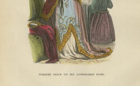 Turkish Noblewoman in Ottoman Court Dress - Antique Lithograph, c.1852, close-up 4