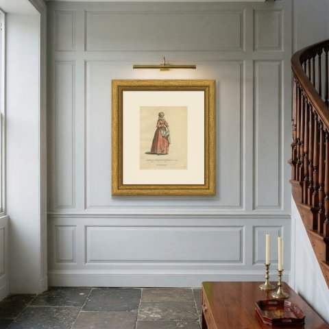 Lady of the Lower Palatinate in Red Gown and Ruff, Costume of 1643, 1757, shown framed on a wall