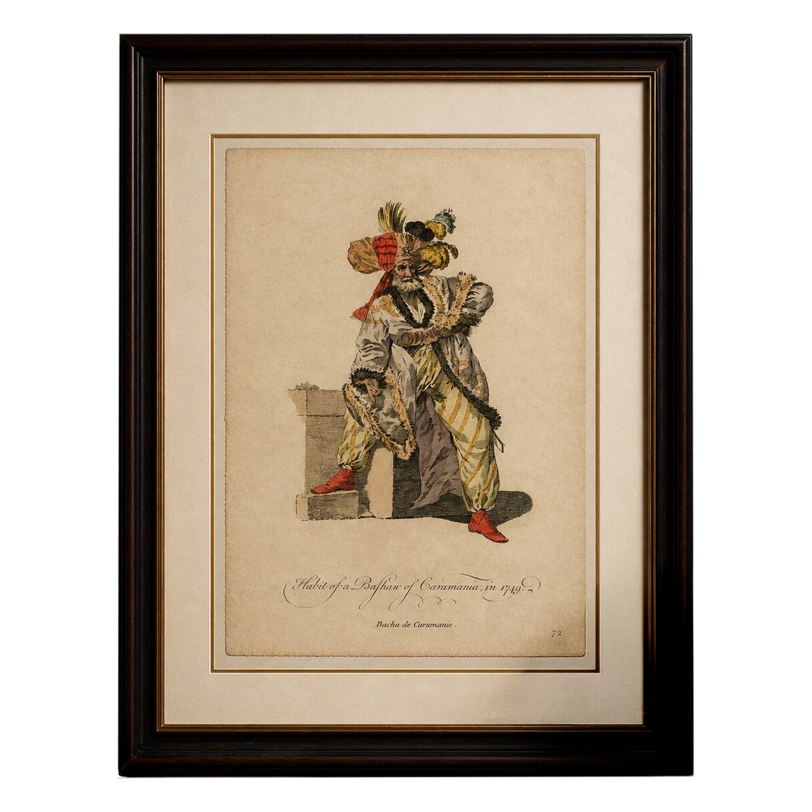 Antique Costume Print, Bashaw of Caramania, Ottoman Figure, 1749