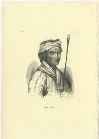 Rajah of Dao, Antique Wahlen Costume Print, 1843-1844