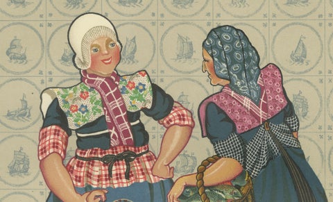 Spakenburg Women in Sunday Dress with Child, Dutch Costume Print (1932), close-up 1