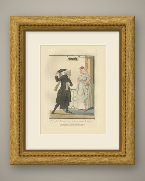 The Aanspreker announcing a Death, Dutch Custom Print, 1811, shown framed