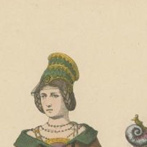 Antique Costume Print of a German Noblewoman by Lipperheide, c.1880, close-up 1