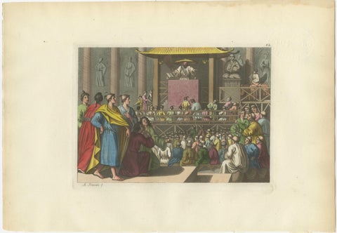 Japanese Preacher in Temple, Ferrario Costume Print, Hand-Colored c.1815, view 2