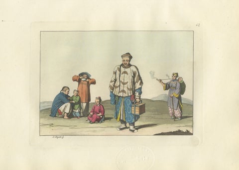 Chinese City Dwellers and Farmers, Ferrario Costume Print, c.1815, close-up 1