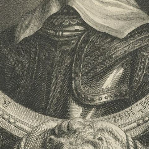 Old Portrait of Robert Rich, English Colonial Administrator, Admiral and Puritan, close-up 2