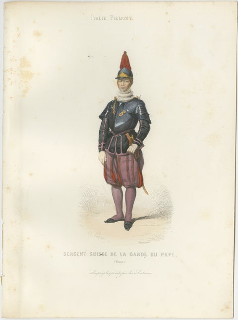 Three Antique Rome Trades & Costume Engravings, Papal Guard & Merchants, 1850, view 3