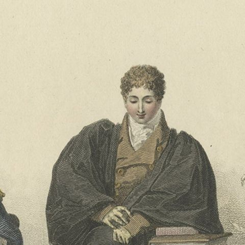 Old Print of Nobleman and Fellow-Commoners of Trinity and Emanuel College, 1815, close-up 3