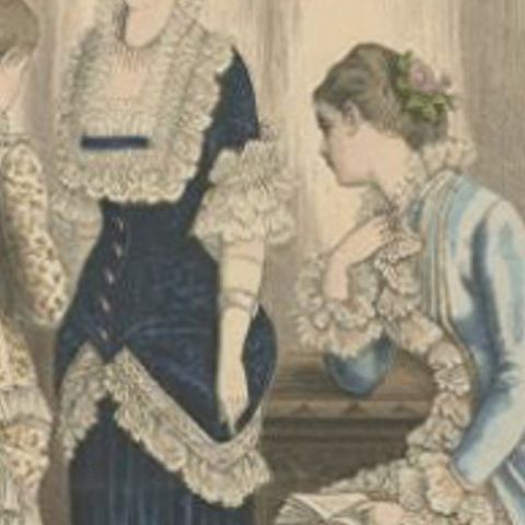 Antique Fashion Print by Marquart, 1880, close-up 1