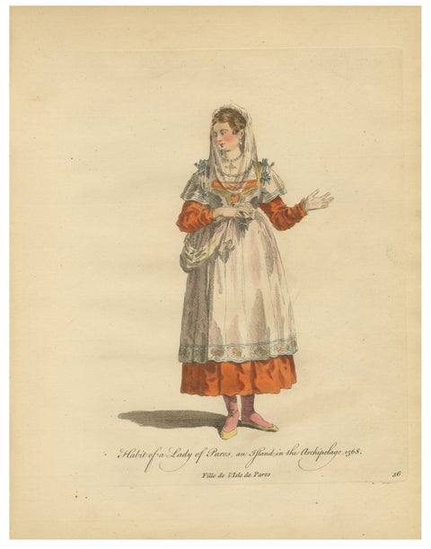 Antique Costume Print Lady of Paros Traditional Dress Jefferys, 1749