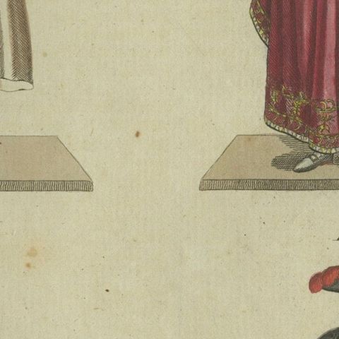 18th-Century Aristocratic and Ceremonial Attire: Handcolored Engraving of 1805, close-up 5