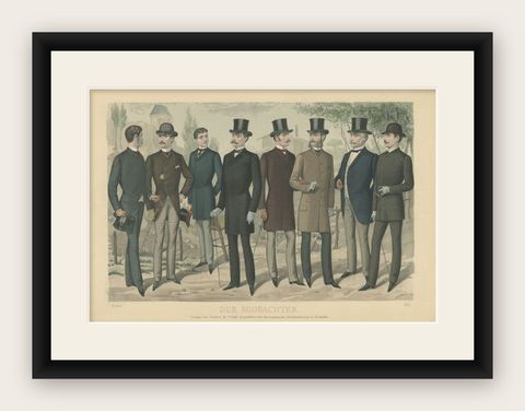Antique Print of Fashion in April 1886 by Klemm & Weiss, circa 1900, shown framed