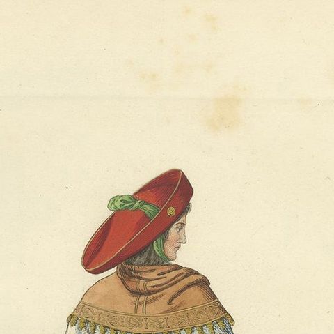 Antique Print of a German Nobleman, 15th Century, by Bonnard, 1860, close-up 1