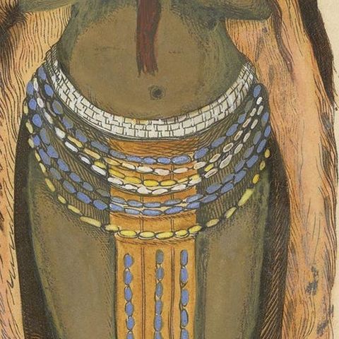 Antique Costume Print of a Female Khoikhoi by Wahlen, 1843, close-up 2