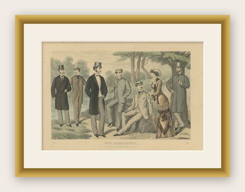 Antique Print of Fashion in July 1881 by Klemm & Weiss, circa 1900, shown framed