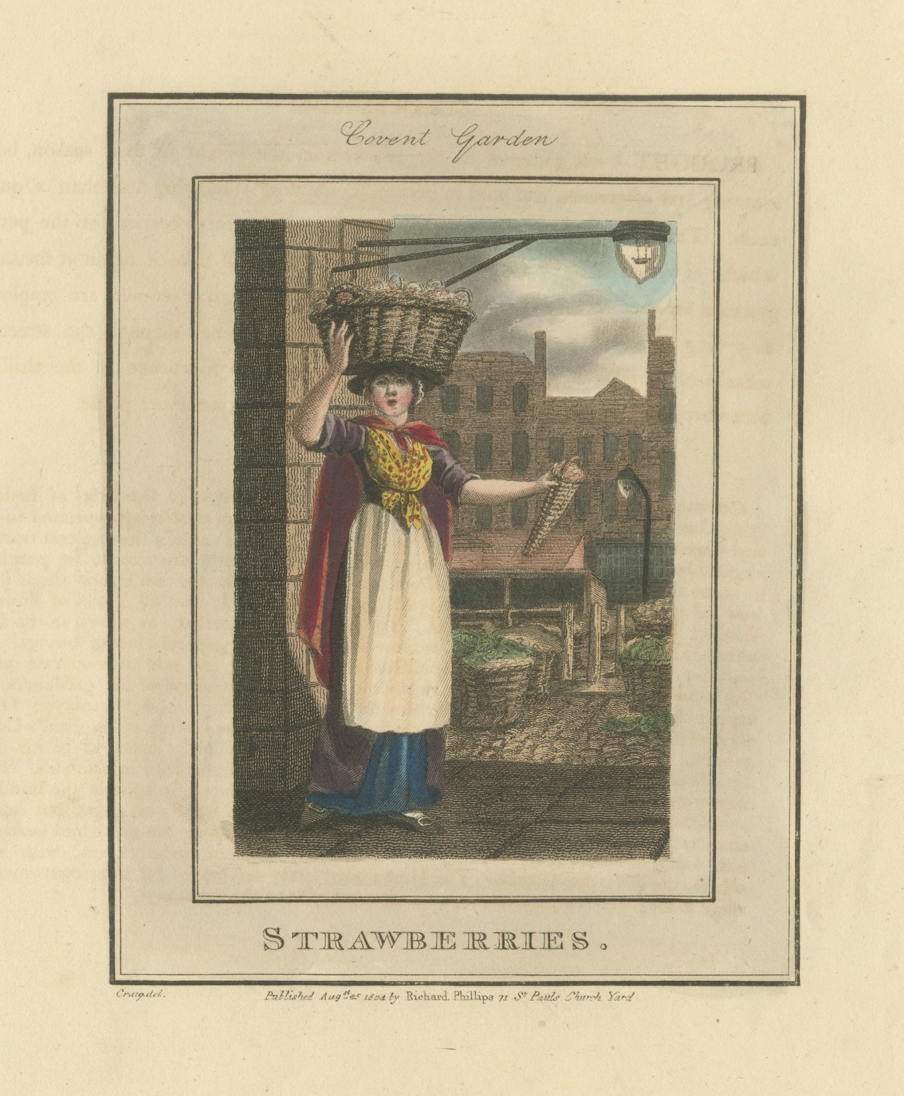 Strawberry Seller in Covent Garden, Cries of London, 1804