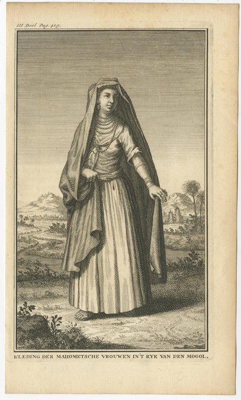 Engraving of a Costume of the Muslim Women in the Mogol or Mughal Empire, 1731, view 2