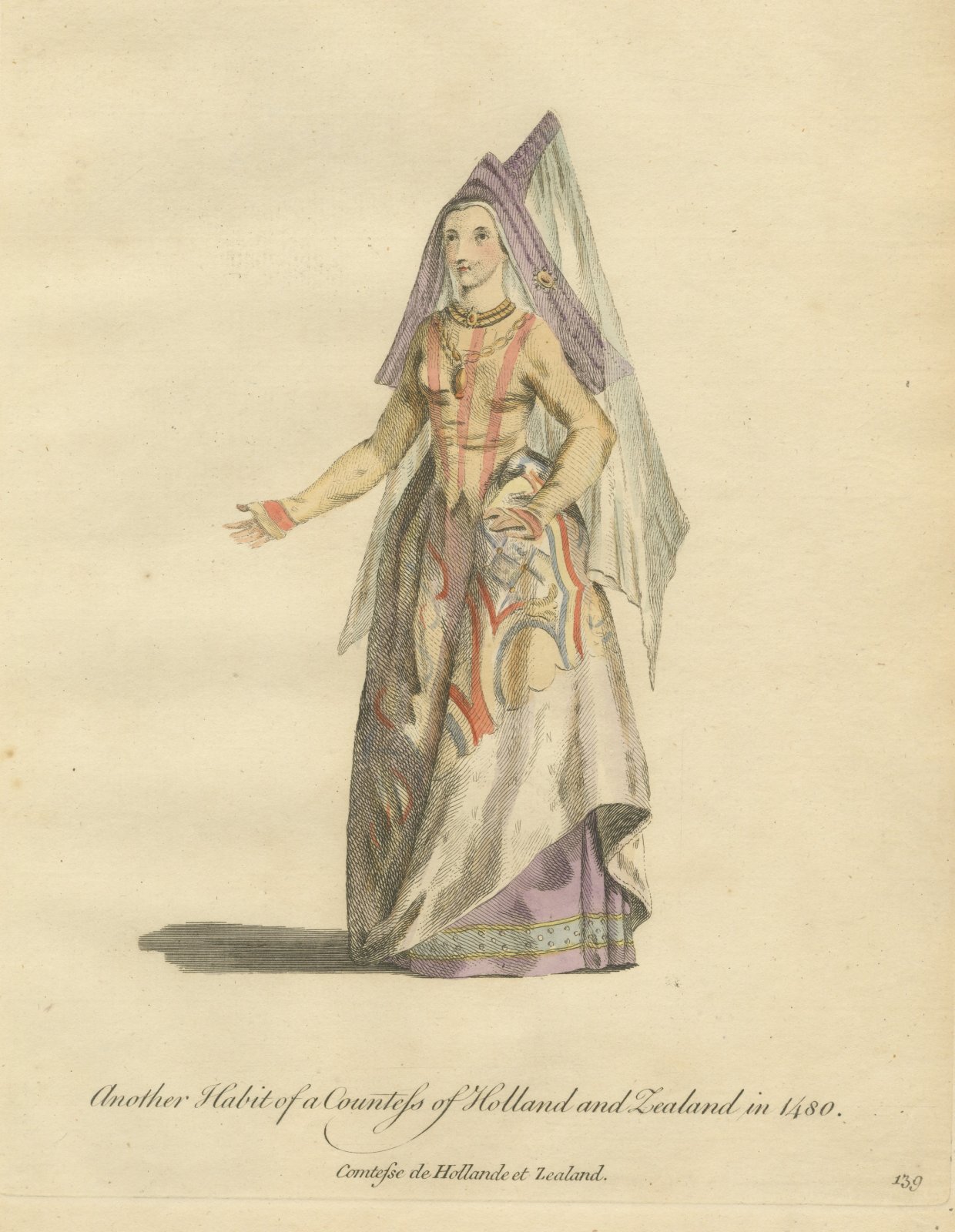 Countess of Holland and Zealand in 1480 with a Veiled Headdress, Jefferys, 1757