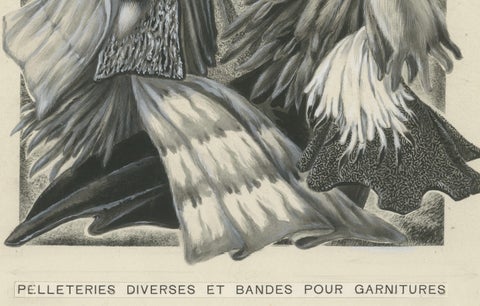 French Art Nouveau Fashion Design of Fur Pelts and Trimmings, c. 1910, close-up 3