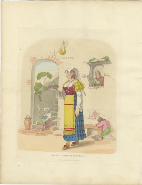 Costume Print of Naples Woman with Grapes, Published London 1824, view 2