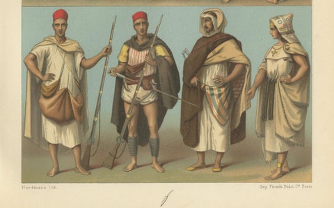 North African Costumes & Figures, Racinet Afrique Plates, Set of 2, 1888, close-up 2
