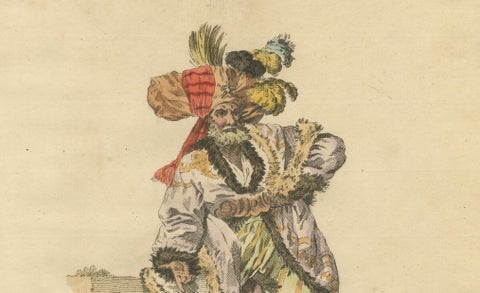 Antique Costume Print, Bashaw of Caramania, Ottoman Figure, 1749, close-up 4