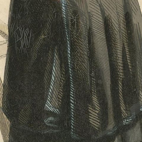 Antique Costume Print of a Female and Peasant in Scandinavian Costume by Wahlen, close-up 2