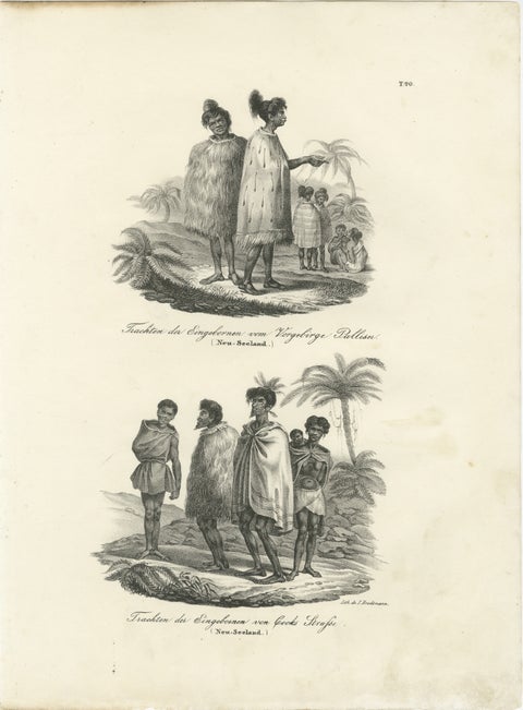 Costumes of the Indigenous People, Cape Palliser & Cook Strait, New Zealand 1836, view 2