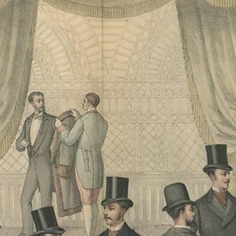 Antique Print of Men and Women's Fashion ii, circa 1900, close-up 1