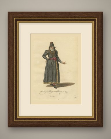 Habit of an English Nobleman in 1577, Fur Lined Gown, Jefferys Plate, 1757, shown framed