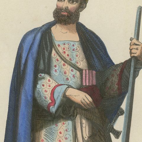 Antique Durrani Afghan Warrior Print, Hand-Colored Costume Lithograph 1852, close-up 6