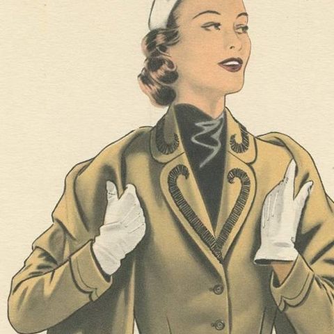 Vintage Fashion Print 'Pl. 16514' Published in Le Tailleur Moderne, 1954, close-up 1