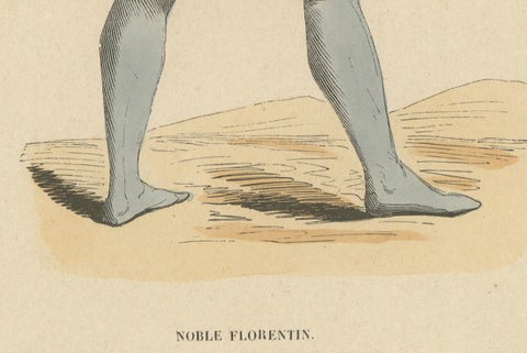 Elegant Renaissance Italian Youth Fashion, Published and Hand-Colored in 1847, close-up 5